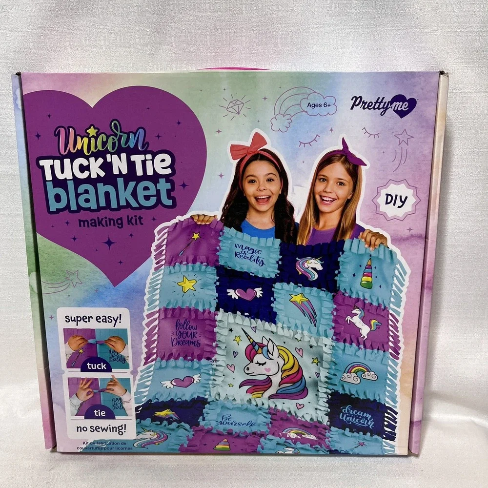 Pretty Me Unicorn Tuck N' Tie Fleece Blanket Making Kit DIY Crafts for Girls